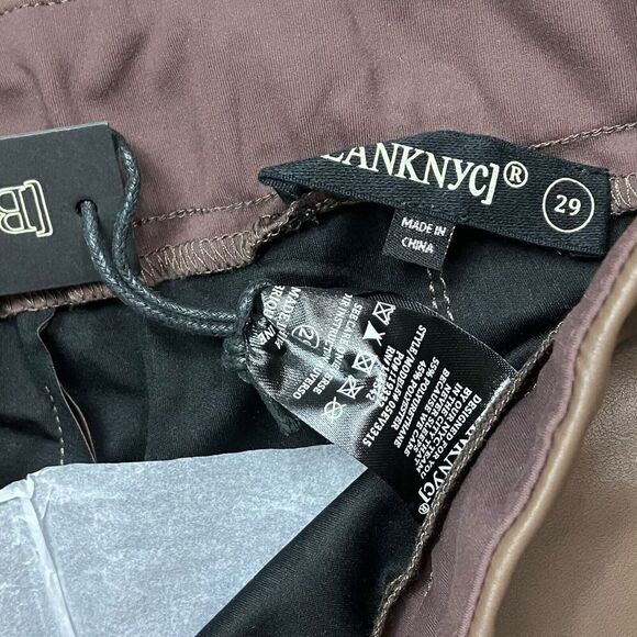 Blank NYC Pants Womens 29 Brown Faux Leather Skinny Ankle Slit Chocolate Pull On - Picture 5 of 14